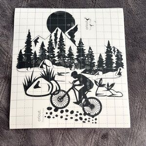 Black and White Mountain Biking Decal